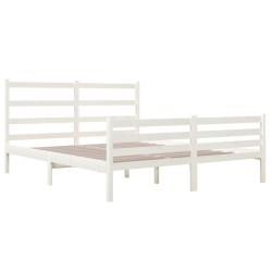 Cadre de lit sans matelas bois de pin massif 140x190 cm blanc 