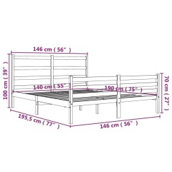 Cadre de lit sans matelas bois de pin massif 140x190 cm blanc 