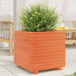 Jardinière cire marron 50x50x49,5 cm bois de pin massif 