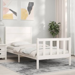Cadre de lit sans matelas blanc bois de pin massif 