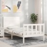 Cadre de lit sans matelas blanc bois de pin massif 