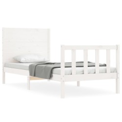 Cadre de lit sans matelas blanc bois de pin massif 
