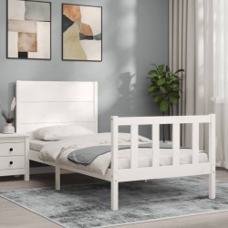 Cadre de lit sans matelas blanc bois de pin massif 
