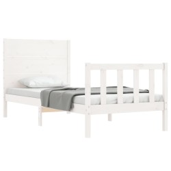Cadre de lit sans matelas blanc bois de pin massif 
