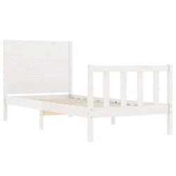 Cadre de lit sans matelas blanc bois de pin massif 