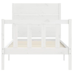 Cadre de lit sans matelas blanc bois de pin massif 