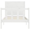 Cadre de lit sans matelas blanc bois de pin massif 