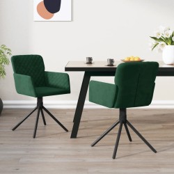 Chaises pivotantes à manger lot de 2 Vert foncé Velours 