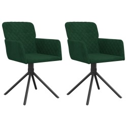 Chaises pivotantes à manger lot de 2 Vert foncé Velours 
