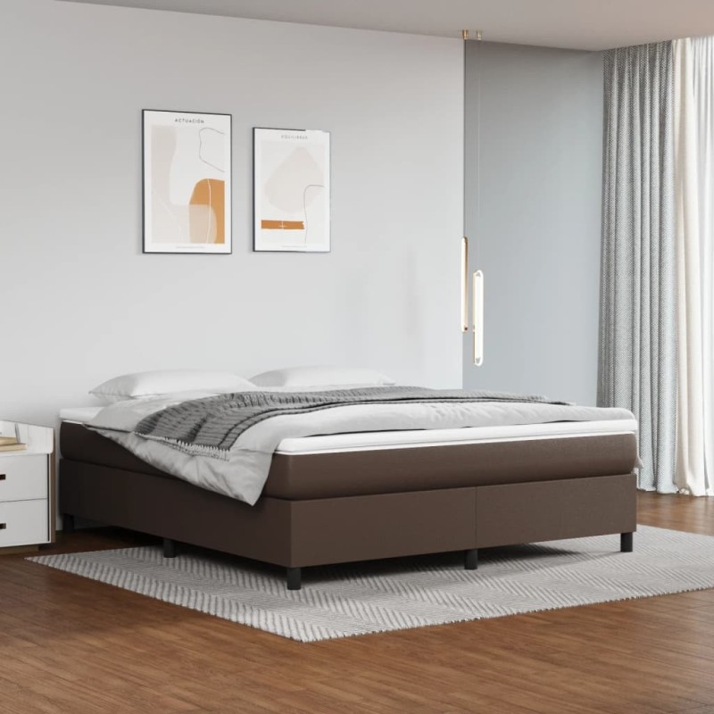 Cadre de lit sans matelas marron 160x200 cm similicuir 
