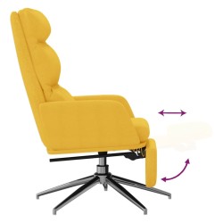 Chaise de relaxation avec repose-pied Jaune moutarde Tissu 