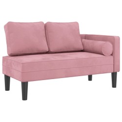 Chaise longue avec coussins rose velours 
