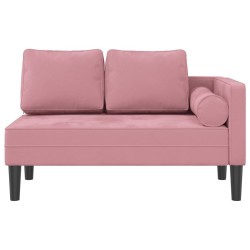 Chaise longue avec coussins rose velours 