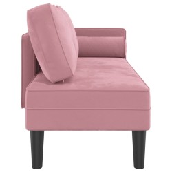 Chaise longue avec coussins rose velours 