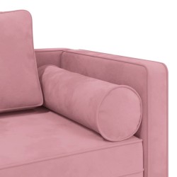 Chaise longue avec coussins rose velours 