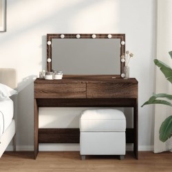 Coiffeuse avec LED chêne marron 100x40x120 cm 