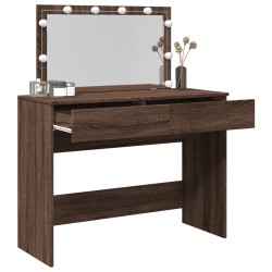 Coiffeuse avec LED chêne marron 100x40x120 cm 