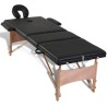 Table de massage pliable Noir 3 zones avec cadre en bois 