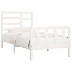 Cadre de lit sans matelas blanc 100x200 cm bois de pin massif 