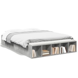 Cadre de lit sans matelas gris béton 135x190 cm 