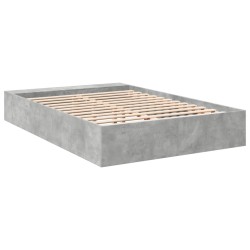 Cadre de lit sans matelas gris béton 135x190 cm 