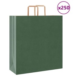 Sacs en papier 250 pcs avec poignées vert 45x17x48 cm 