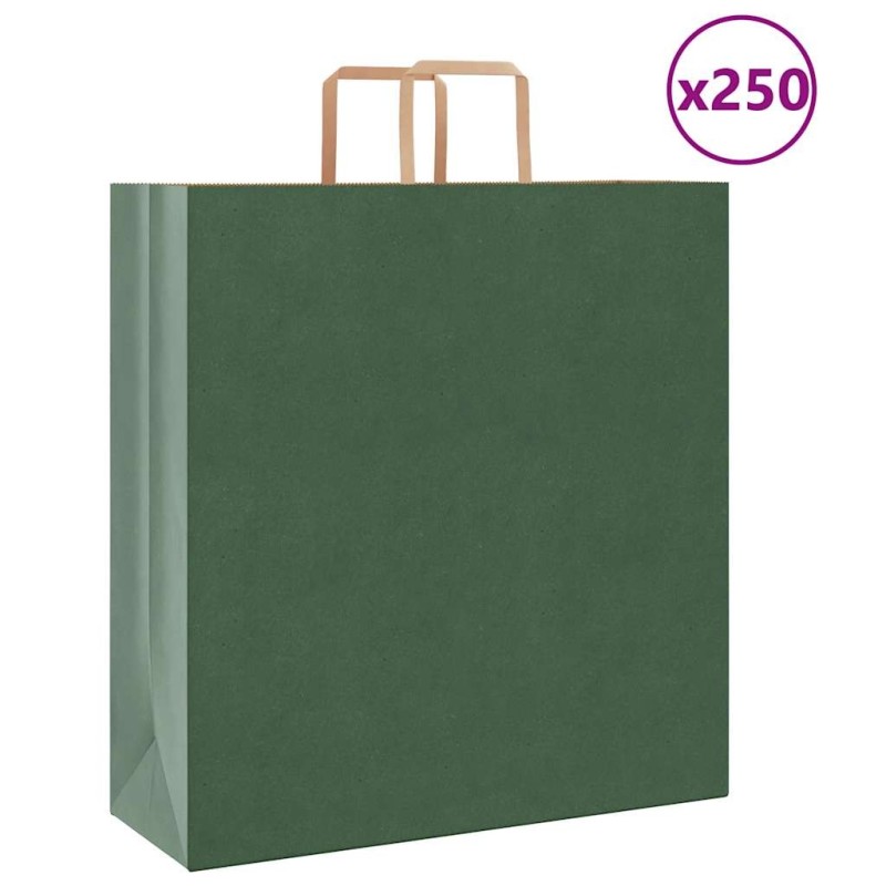 Sacs en papier 250 pcs avec poignées vert 45x17x48 cm 