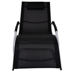 Chaise longue avec oreiller Aluminium et textilène noir 