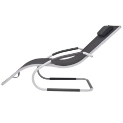 Chaise longue avec oreiller Aluminium et textilène noir 