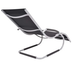 Chaise longue avec oreiller Aluminium et textilène noir 