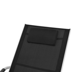 Chaise longue avec oreiller Aluminium et textilène noir 