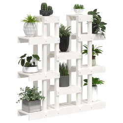 Support à plantes Blanc 104,5x25x109,5 cm Bois massif de pin 