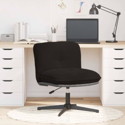 Chaise pivotante de bureau noir bouclé comme de la laine tissu 