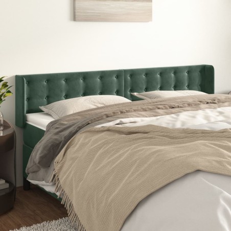 Tête de lit avec oreilles Vert foncé 163x16x78/88 cm Velours 