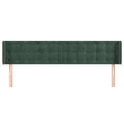 Tête de lit avec oreilles Vert foncé 163x16x78/88 cm Velours 