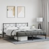 Cadre de lit métal sans matelas et tête de lit noir 180x200 cm 