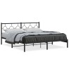 Cadre de lit métal sans matelas et tête de lit noir 180x200 cm 