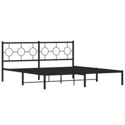 Cadre de lit métal sans matelas et tête de lit noir 180x200 cm 