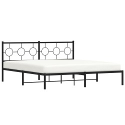 Cadre de lit métal sans matelas et tête de lit noir 180x200 cm 