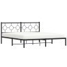 Cadre de lit métal sans matelas et tête de lit noir 180x200 cm 
