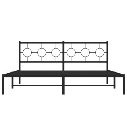 Cadre de lit métal sans matelas et tête de lit noir 180x200 cm 