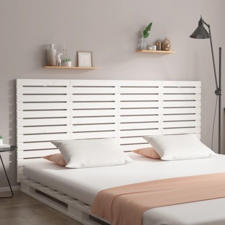 Tête de lit murale Blanc 206x3x91,5 cm Bois massif de pin 