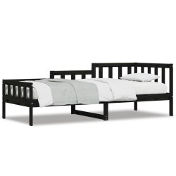 Lit de jour sans matelas noir 90x190 cm bois de pin massif 