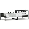 Lit de jour sans matelas noir 90x190 cm bois de pin massif 