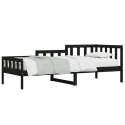 Lit de jour sans matelas noir 90x190 cm bois de pin massif 