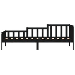 Lit de jour sans matelas noir 90x190 cm bois de pin massif 