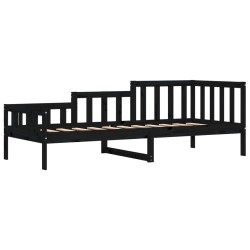 Lit de jour sans matelas noir 90x190 cm bois de pin massif 