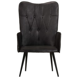 Chaise à oreilles Noir Cuir véritable 