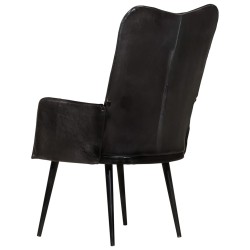 Chaise à oreilles Noir Cuir véritable 