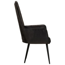 Chaise à oreilles Noir Cuir véritable 